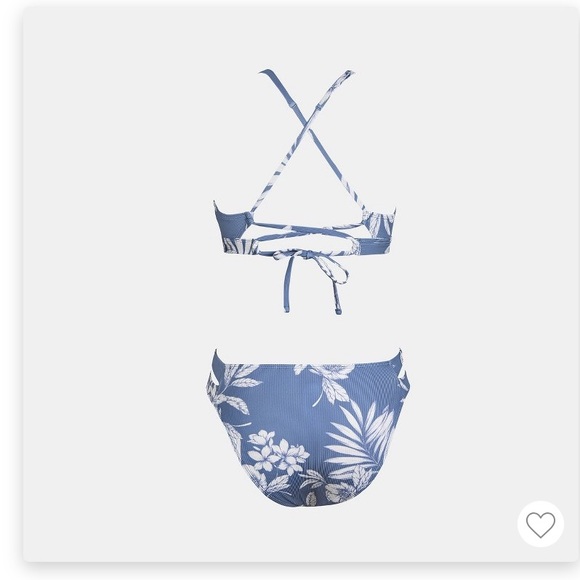 Cupshe Tropical Floral Cutout O-Ring, Back Tie, Mid Rise Bikini Set Swimsuit - Picture 15 of 16